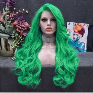 💜 24” GREEN BODY WAVY LACE FRONT WIG *NEW*